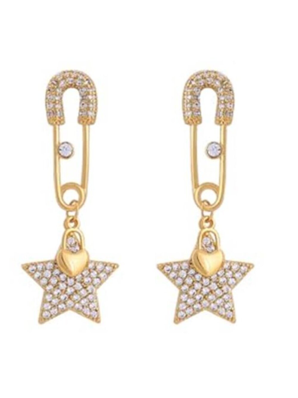 Gold Tassel Fringe Dangle Statement Earrings Star